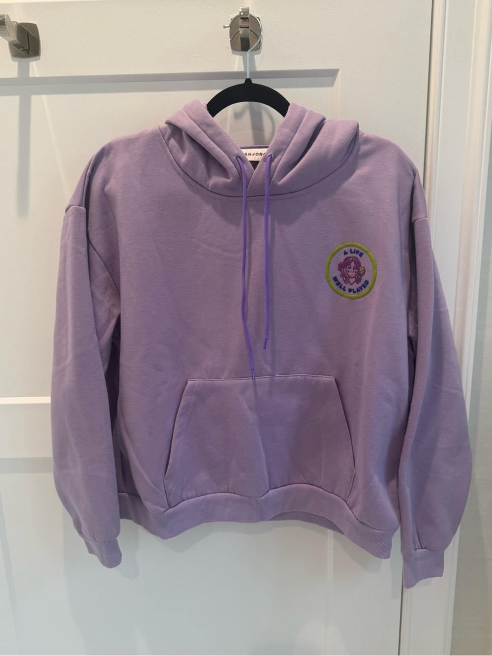 The Mahjong Line Lavender Pullover Hoodie with Front Pocket